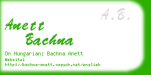 anett bachna business card